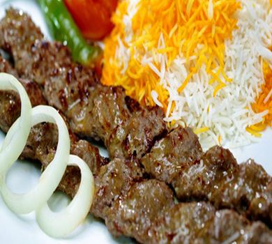 Chelow Kabab Koubideh (Κεμπάπ από μοσχαρίσιο κιμά)